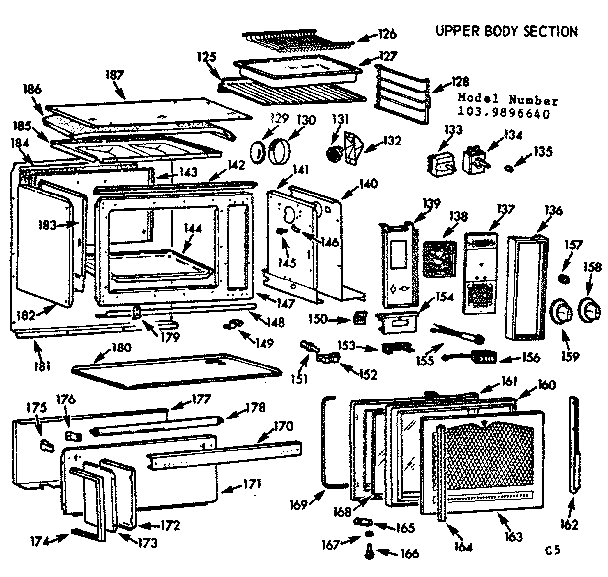 Kenmore 1039896640 upper body section diagram