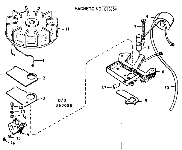 Craftsman 91760058 magneto no. 610654 diagram
