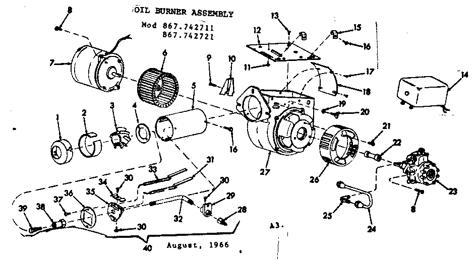 Kenmore 867742711 oil burner assembly diagram