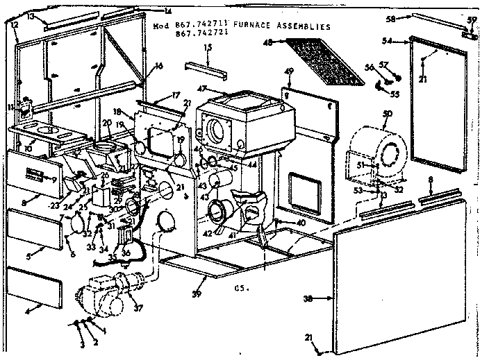 Kenmore 867742711 furnace assemblies diagram