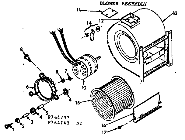 Kenmore 867764743 blower assembly diagram