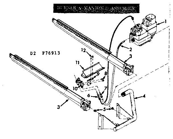 Kenmore 86776914 burner & manifold assembly diagram