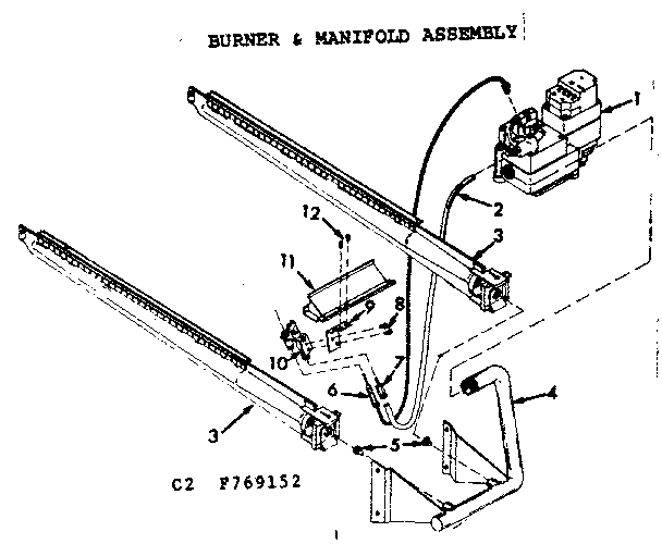 Kenmore 867769152 burner & manifold assembly diagram