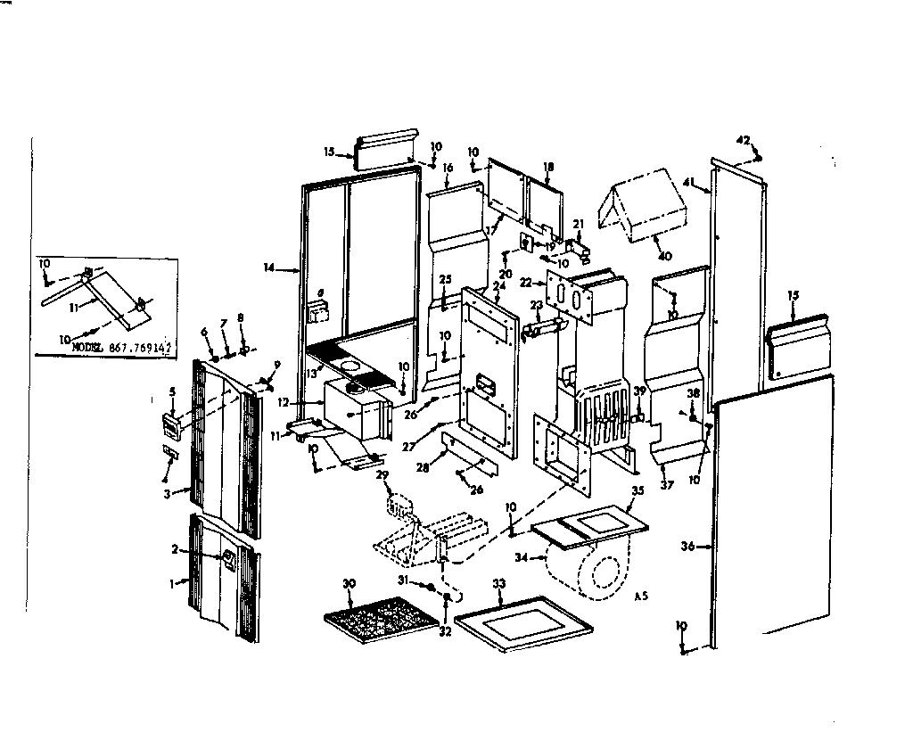 Kenmore 867769142 furnace assemblies diagram