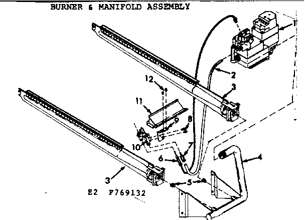 Kenmore 867769142 burner & manifold assembly diagram