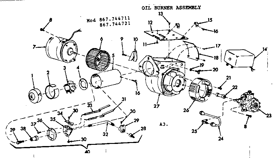 Kenmore 867744721 oil burner assembly diagram