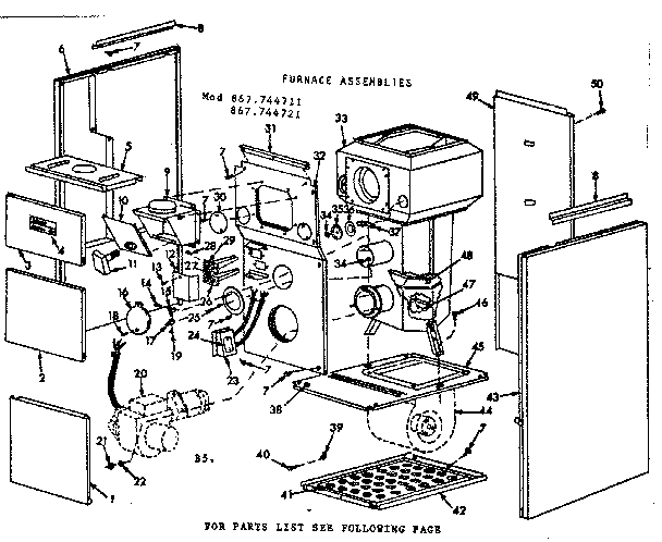 Kenmore 867744721 furnace assemblies diagram