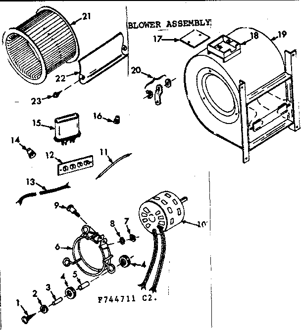 Kenmore 867744721 blower assembly diagram