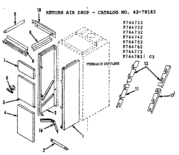 Kenmore 867764742 return air drop diagram
