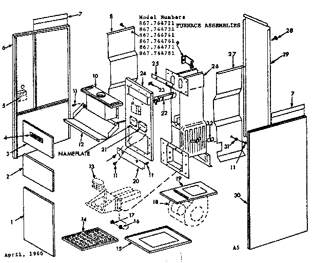 Kenmore 867764771 furnace assemblies diagram