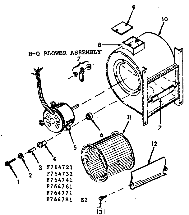 Kenmore 867764771 h-q blower assembly diagram