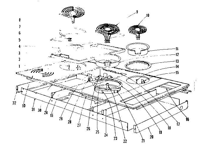 Kenmore 10141736 cook top section diagram