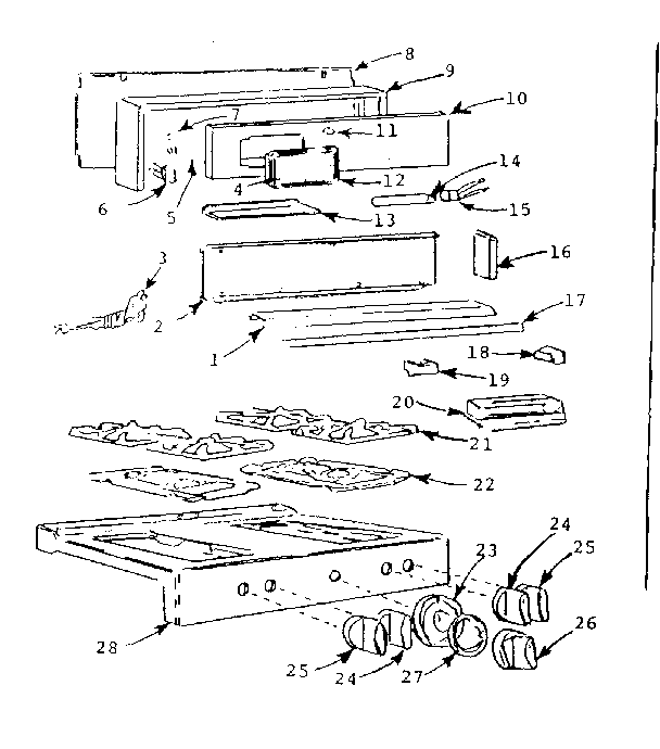 Kenmore 103714620 backguard and maintop diagram