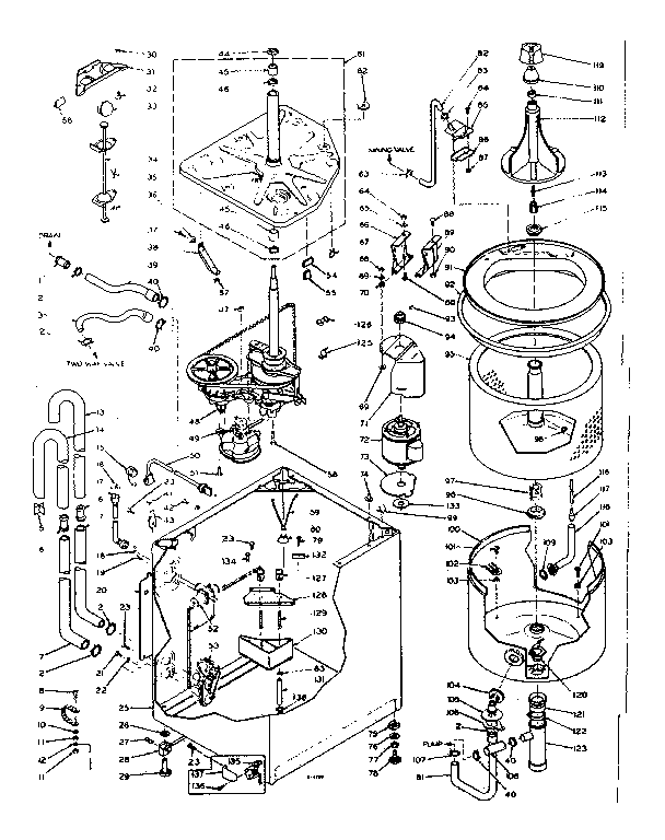 Kenmore 1106205305 machine sub-assembly diagram