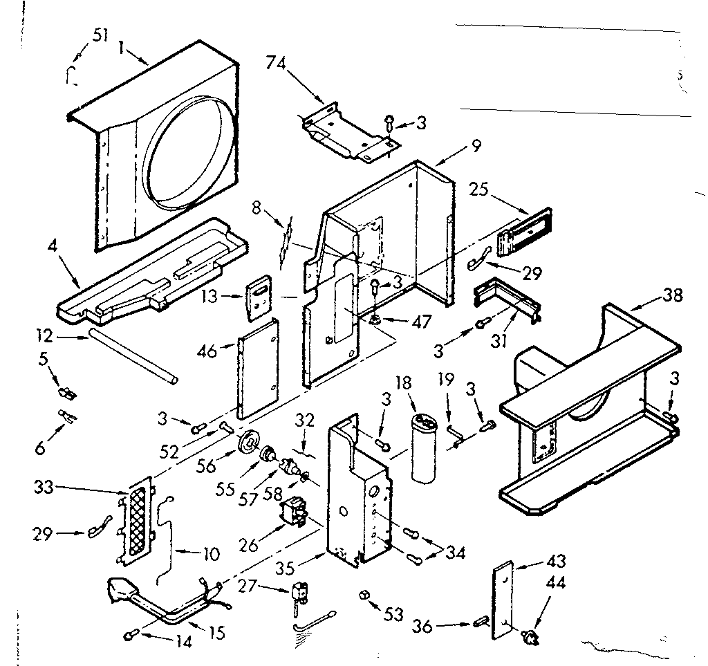 Kenmore 10670145 air flow parts diagram