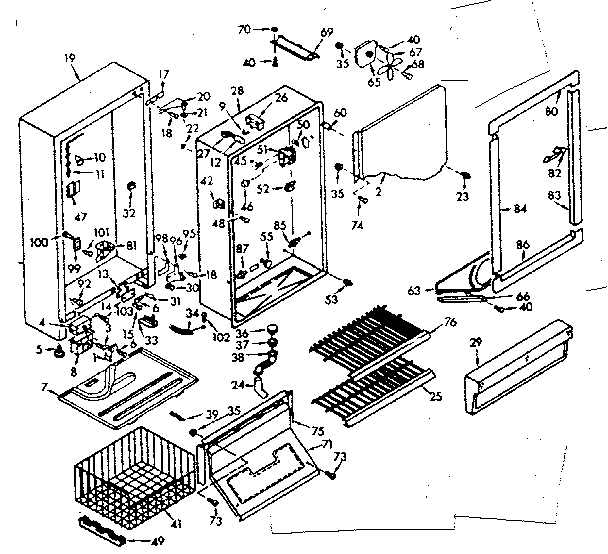 Kenmore 106720440 cabinet parts diagram