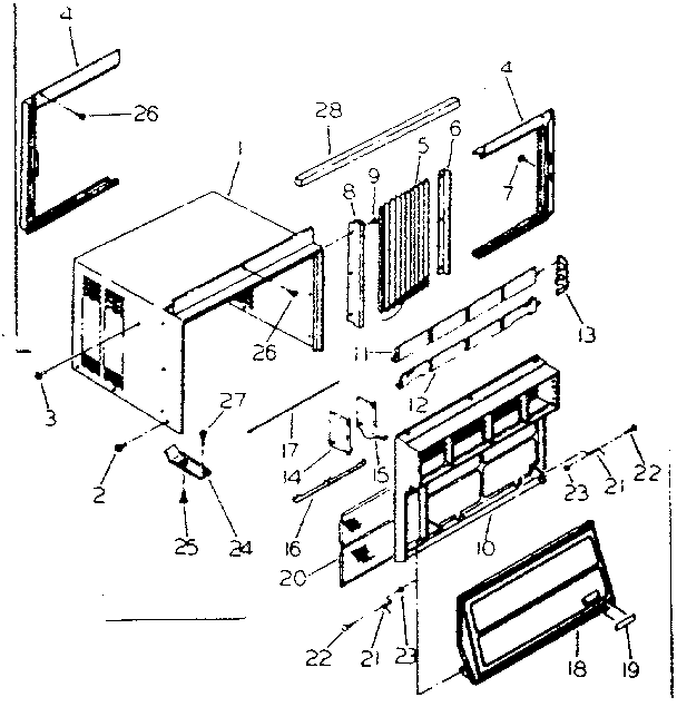 Kenmore 25370093 cabinet and front parts diagram