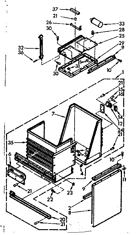 Kenmore 66542601 container & door assembly diagram