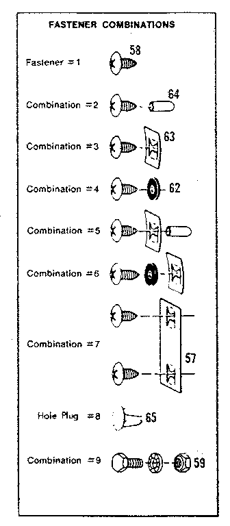 Sears 69660851 fastener combinations diagram