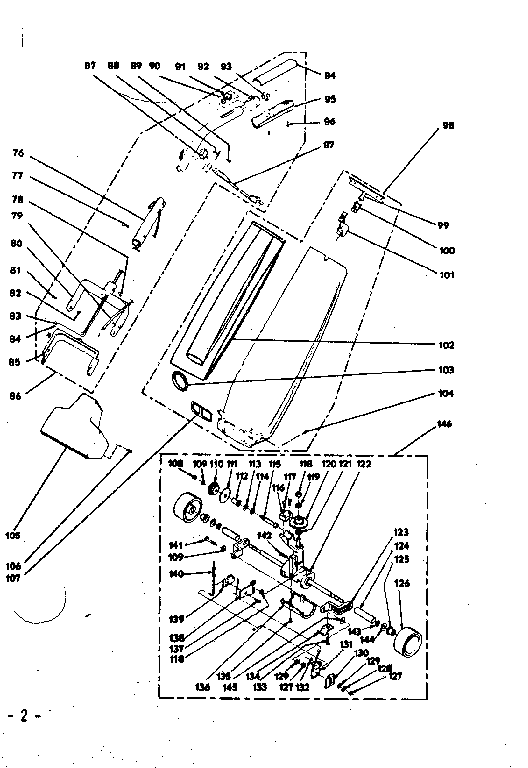 Kenmore 1753292281 handle and bag housing diagram