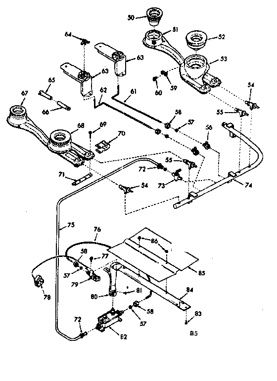 Kenmore 6477147101 burner section diagram