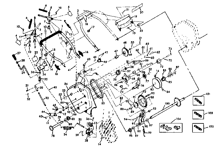 Roper 604222 handle and drive case assembly diagram