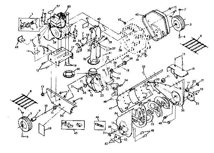 Roper 604222 engine and auger assembly diagram