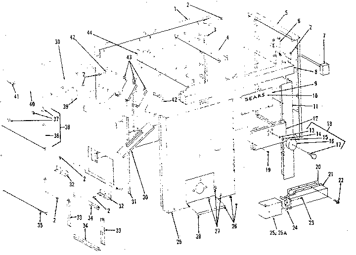 Kenmore 610742020 cabinet and control unit diagram