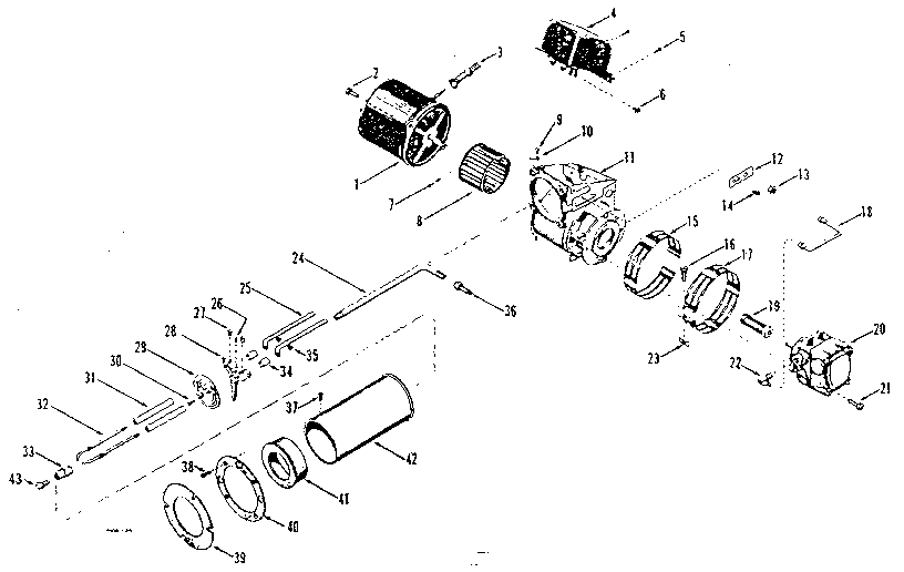 Kenmore 610742020 blower  and motor assembly diagram