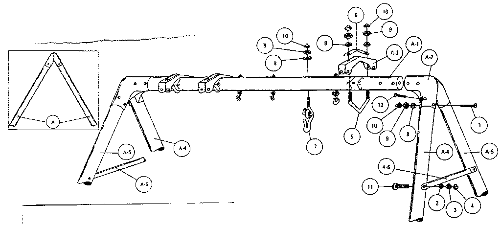Sears 51272034-80 a-frame hardware assembly #93711 diagram