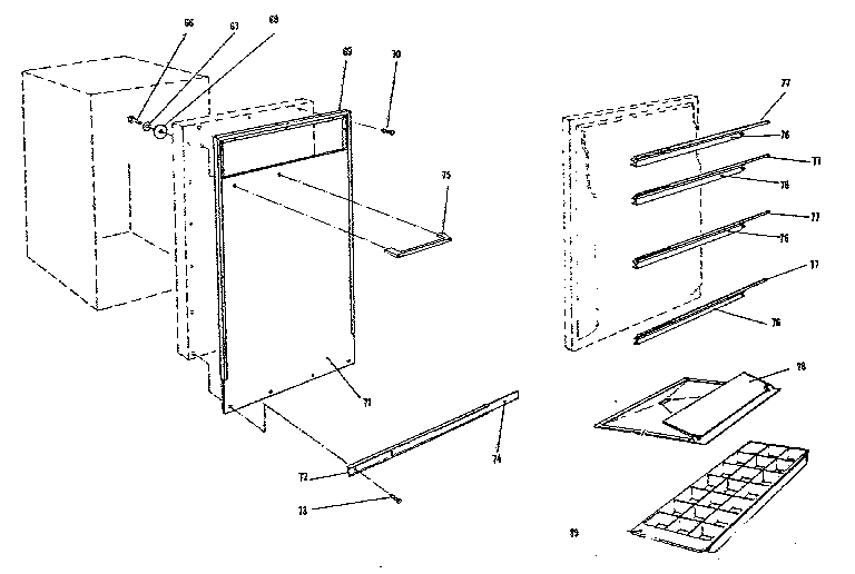 Fridgette BAR 5 shelves and accessories diagram
