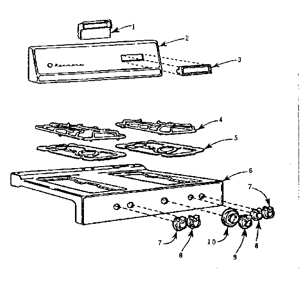 Kenmore 103710620 backguard and maintop diagram