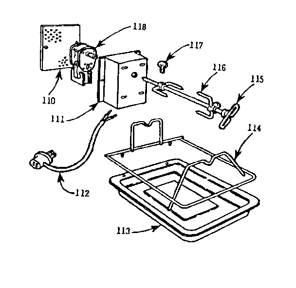 Kenmore 103710620 optional equipment - oven rotisserie diagram