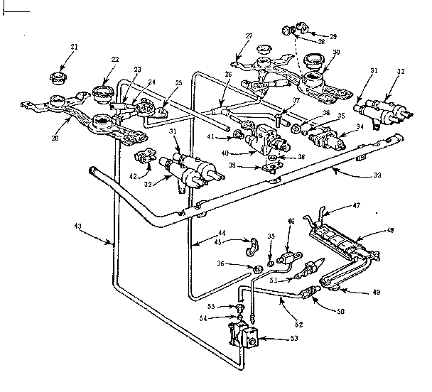 Kenmore 103710620 burner section diagram