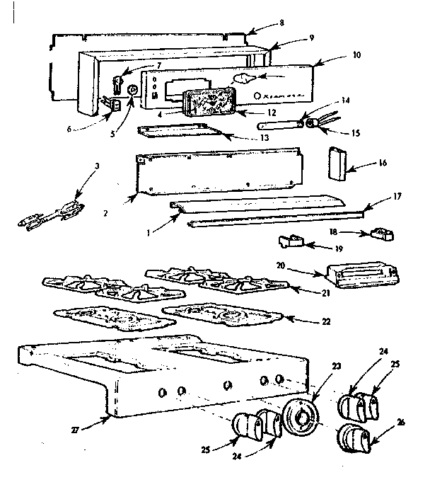 Kenmore 1037156304 backguard & maintop diagram