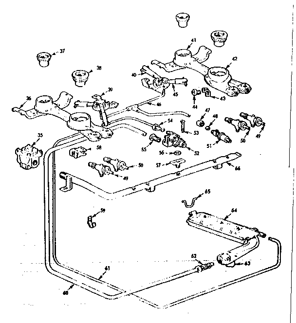 Kenmore 1037156304 burner section diagram