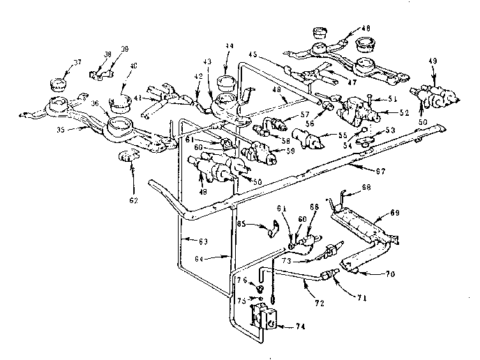 Kenmore 103716610 burner section diagram