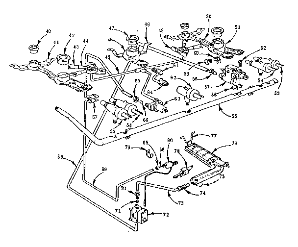 Kenmore 103720610 burner section diagram