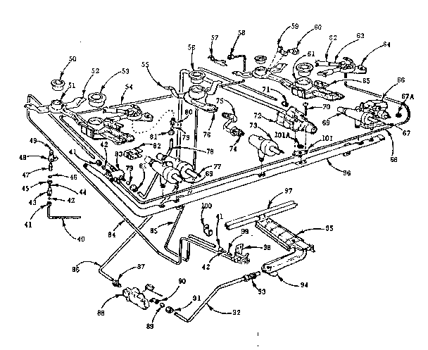 Kenmore 103726610 burner section diagram