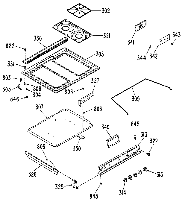 Kenmore 10225(1988) cooktop diagram