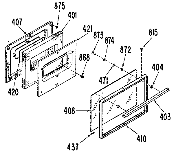 Kenmore 10225(1988) oven door diagram
