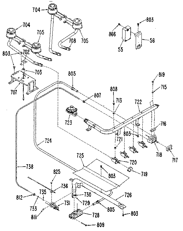 Kenmore 10225(1988) gas control section diagram