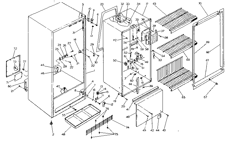 Kenmore 2536025130 cabinet parts diagram
