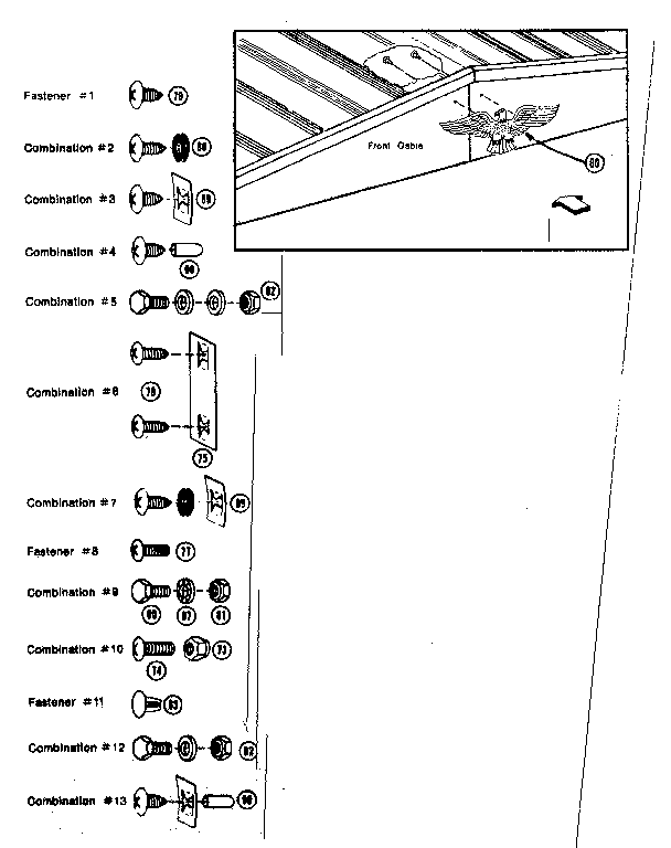 Sears 69660349 fastener combinations diagram
