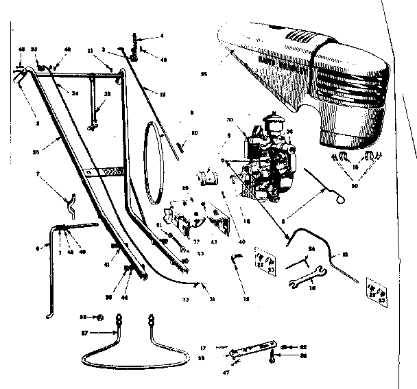 Craftsman 91757560 engine and handle controls diagram