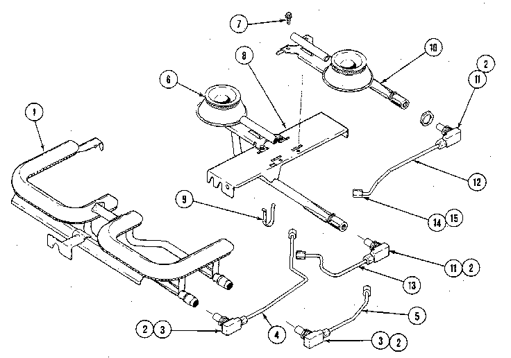 Kenmore 12302(1988) burner/manifold assembly diagram