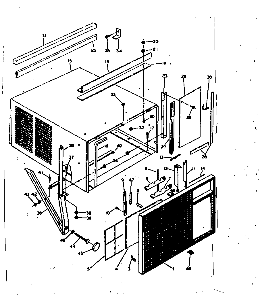 Kenmore 25366540 cabinet & front parts diagram