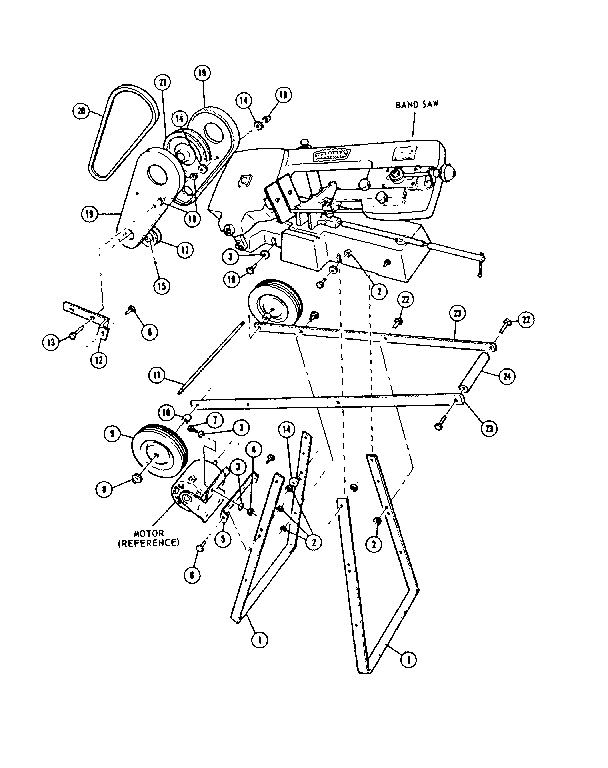 Craftsman 10122950 pulley, handle, and wheel assembly diagram