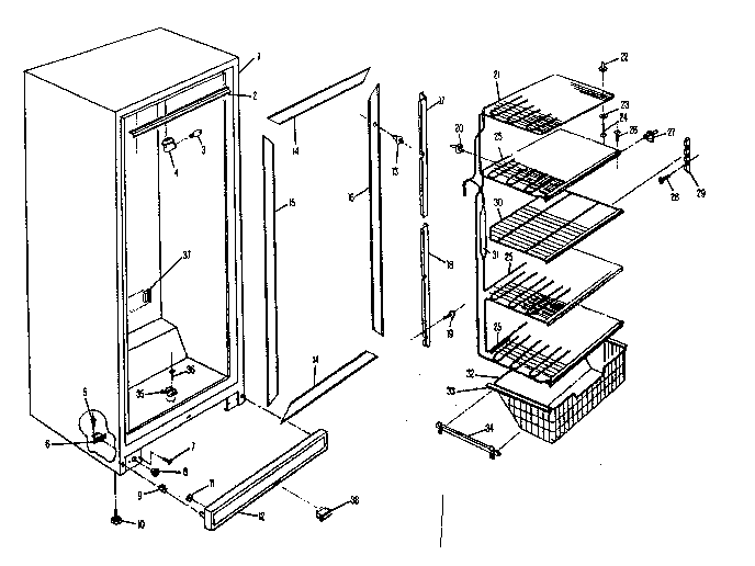 Kenmore 7576435300 cabinet diagram