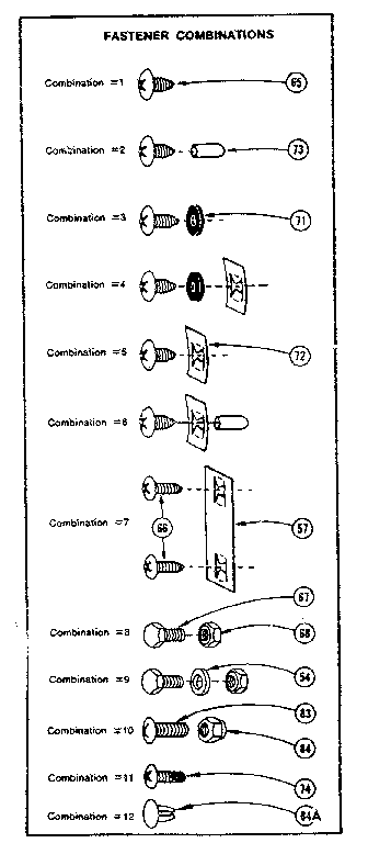 Sears 69660026 fastener combinations diagram